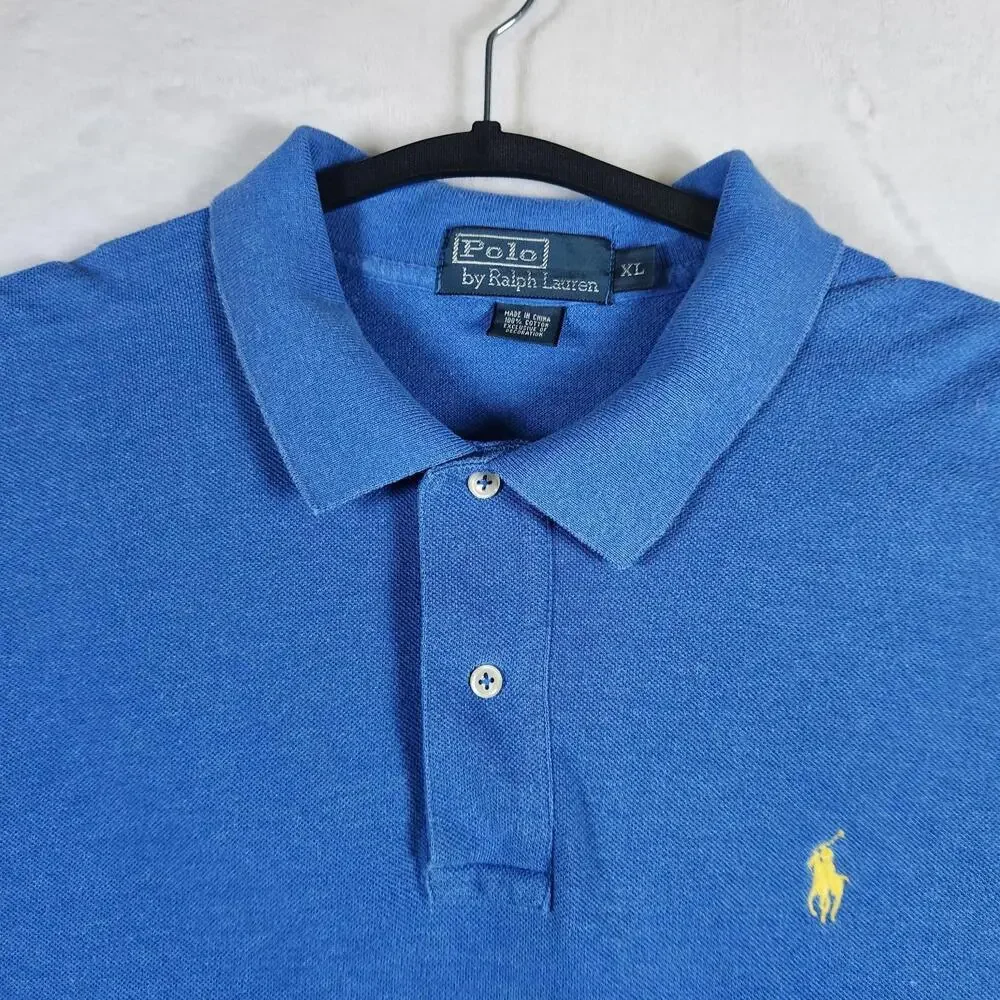Polo Ralph Lauren Blue Short Sleeve Polo Shirt Size XL‎ Yellow Pony